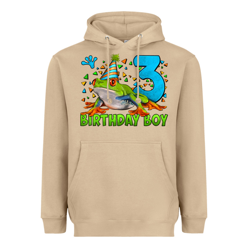 Birthday Boy Frog Age 3 Heavyweight Hoodie by LillyAllenDesigns | Teevron