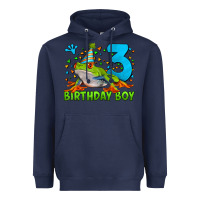 Navy birthday boy frog age 3 Heavyweight Hoodie - LillyAllenDesigns