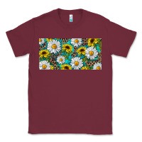 Burgundy Sunflower And Daisy With Leopard Classic Tee - RanaPortraitStore