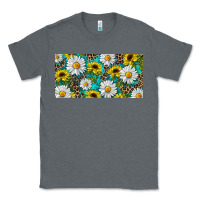 Charcoal Heather Sunflower And Daisy With Leopard Classic Tee - RanaPortraitStore