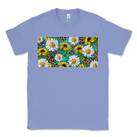 Colony Blue Sunflower And Daisy With Leopard Classic Tee - RanaPortraitStore