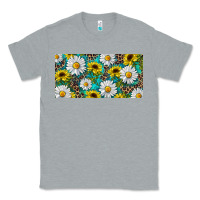 Heather Grey Sunflower And Daisy With Leopard Classic Tee - RanaPortraitStore
