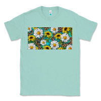 Seafoam Sunflower And Daisy With Leopard Classic Tee - RanaPortraitStore