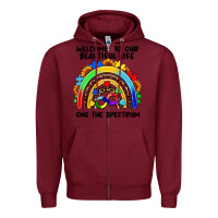 Burgundy Autism rainbow Zipper Hoodie - FaDigitalArtStudio
