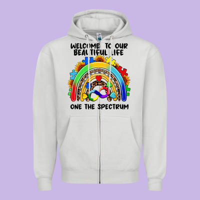 Autism Rainbow Zipper Hoodie Designed By Fadigitalartstudio