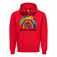 Red Autism rainbow Zipper Hoodie - FaDigitalArtStudio