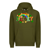Army Green lucky gnome St. Patricks Day Premium Hoodie - FaDigitalArtStudio