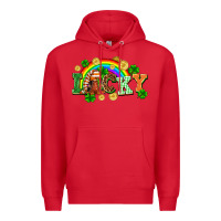 Red lucky gnome St. Patricks Day Premium Hoodie - FaDigitalArtStudio