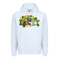White lucky gnome St. Patricks Day Premium Hoodie - FaDigitalArtStudio