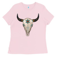 Bubblegum Pink Turquoise Bull Skull Ladies Tee - Jasminsmagicworld