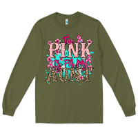 Army Green The pink is for my Aunt Cancer Awareness Long Sleeve Tee - HowdyJamesFarm
