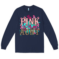 Navy The pink is for my Aunt Cancer Awareness Long Sleeve Tee - HowdyJamesFarm