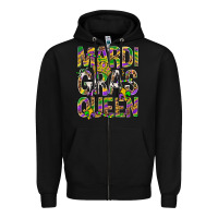 Black Mardi Gras Queen Zipper Hoodie - BundleAndBundleShop
