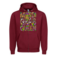 Burgundy Mardi Gras Queen Zipper Hoodie - BundleAndBundleShop