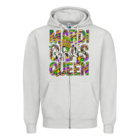 Dove Grey Mardi Gras Queen Zipper Hoodie - BundleAndBundleShop
