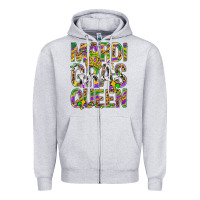 Heather Grey Mardi Gras Queen Zipper Hoodie - BundleAndBundleShop