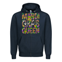 Navy Mardi Gras Queen Zipper Hoodie - BundleAndBundleShop