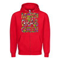 Red Mardi Gras Queen Zipper Hoodie - BundleAndBundleShop
