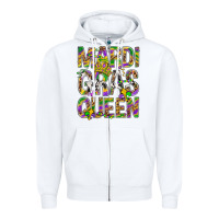 White Mardi Gras Queen Zipper Hoodie - BundleAndBundleShop