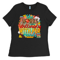 Black she works willingly with her hands teacher Ladies Tee - NancyCooperArtShop