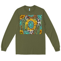 Army Green western cactus with sunflowers and turquoise tumbler tbs Long Sleeve Tee - TumblerDesignByShophia