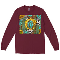 Burgundy western cactus with sunflowers and turquoise tumbler tbs Long Sleeve Tee - TumblerDesignByShophia