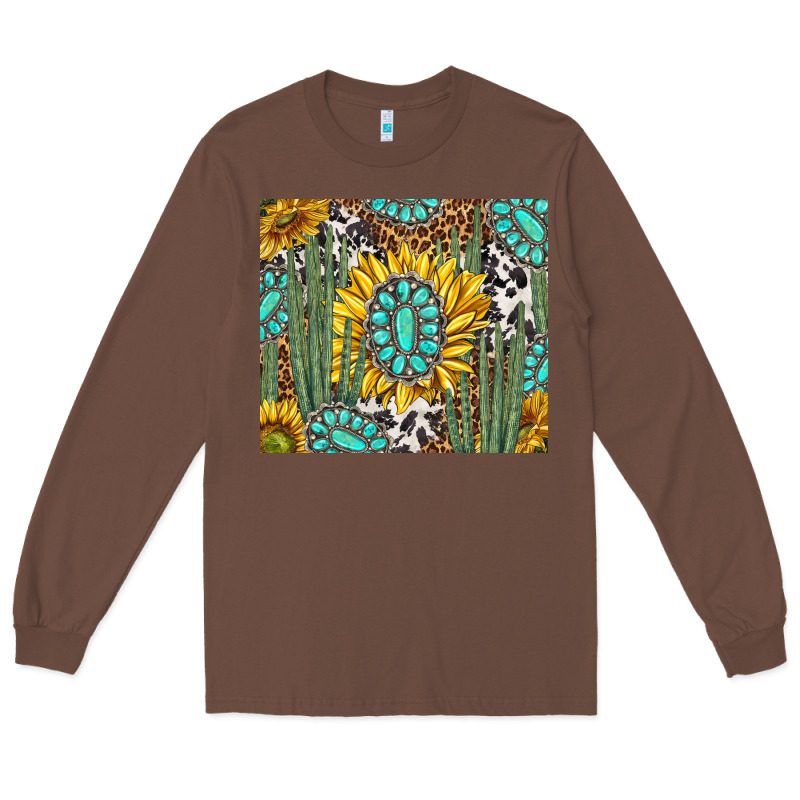Western Cactus With Sunflowers And Turquoise Tumbler Tbs Long Sleeve Tee by TumblerDesignByShophia | Teevron