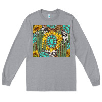 Heather Grey western cactus with sunflowers and turquoise tumbler tbs Long Sleeve Tee - TumblerDesignByShophia