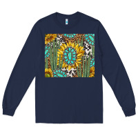 Navy western cactus with sunflowers and turquoise tumbler tbs Long Sleeve Tee - TumblerDesignByShophia