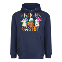 Navy Happy Easter Heavyweight Hoodie - CowhideDigitalArt