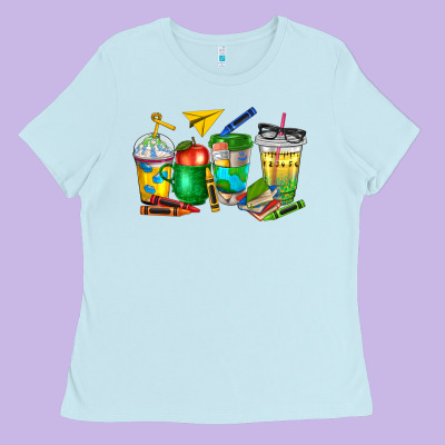 Teacher Coffee Cups Ladies Tee Designed By Nancycooperartshop