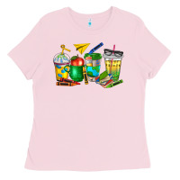 Bubblegum Pink teacher coffee cups Ladies Tee - NancyCooperArtShop