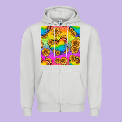 Pride Lgbtq Leopard Hearts And Sunflowers Seamless Zipper Hoodie Designed By Bundleandbundleshop