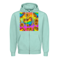 Seafoam Pride lgbtq leopard hearts and sunflowers seamless Zipper Hoodie - BundleAndBundleShop