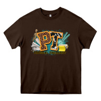 Chocolate Brown pt physical therapist western Heavy Core Tee - NancyCooperArtShop