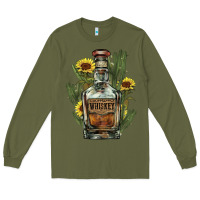 Army Green Western whiskey bottle Long Sleeve Tee - HowdyJamesFarm