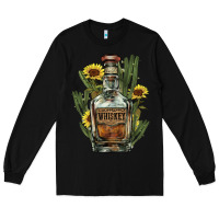 Black Western whiskey bottle Long Sleeve Tee - HowdyJamesFarm