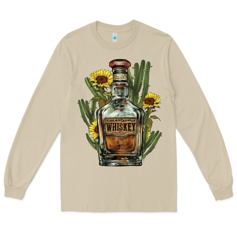 Western Whiskey Bottle Long Sleeve Tee by HowdyJamesFarm | Teevron
