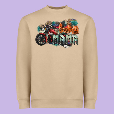 Badass Mama Motorcycle Mother's Day Heavyweight Sweatshirt Designed By Howdyjamesfarm