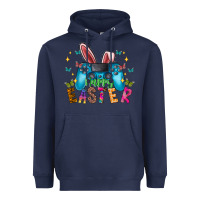 Navy Happy Easter Gamer Heavyweight Hoodie - CowhideDigitalArt