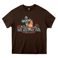 Chocolate Brown she will not fail psalm christian cross pray Heavy Core Tee - NancyCooperArtShop