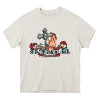 Cream she will not fail psalm christian cross pray Heavy Core Tee - NancyCooperArtShop
