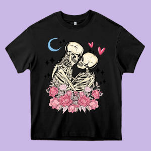 The Lovers Skeletons Heavy Core Tee Designed By Maliassmallbusiness