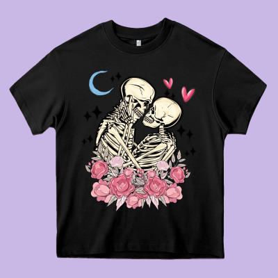 The Lovers Skeletons Heavy Core Tee Designed By Maliassmallbusiness