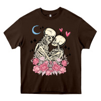 Chocolate Brown the lovers skeletons Heavy Core Tee - MaliasSmallBusiness