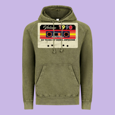Vintage 1990 60th Birthday Cassette 30 Years Old 60 Years Vintage Hoodie Designed By Bettercallsaul