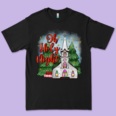 Christmas Church Oh Holy Night Premium Tee Designed By Maliassmallbusiness