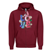 Burgundy easter love Zipper Hoodie - FaDigitalArtStudio