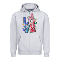 Heather Grey easter love Zipper Hoodie - FaDigitalArtStudio