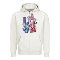 Oatmeal Heather easter love Zipper Hoodie - FaDigitalArtStudio